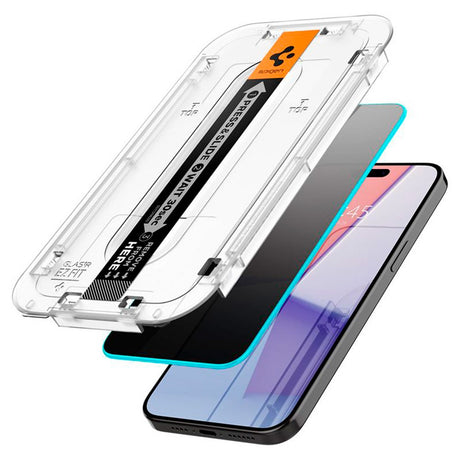 iPhone 15 Pro Spigen EZ Fit Glas.tR Privacy Skærmbeskyttelse - 2 stk. - Case Friendly - Gennemsigtig