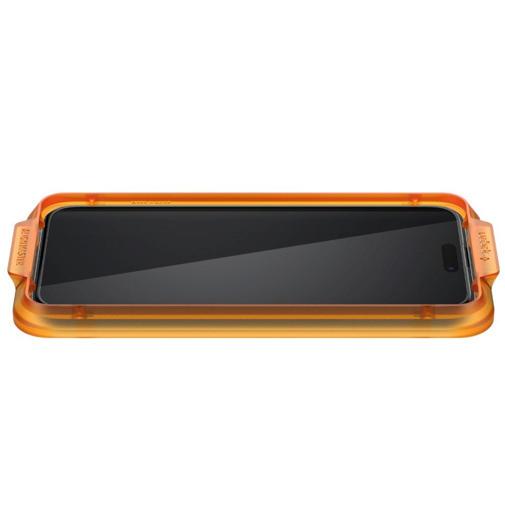 iPhone 15 Pro Spigen Glass tR AlignMaster Skærmbeskyttelsesglas - 2 stk - Gennemsigtig / Sort Kant