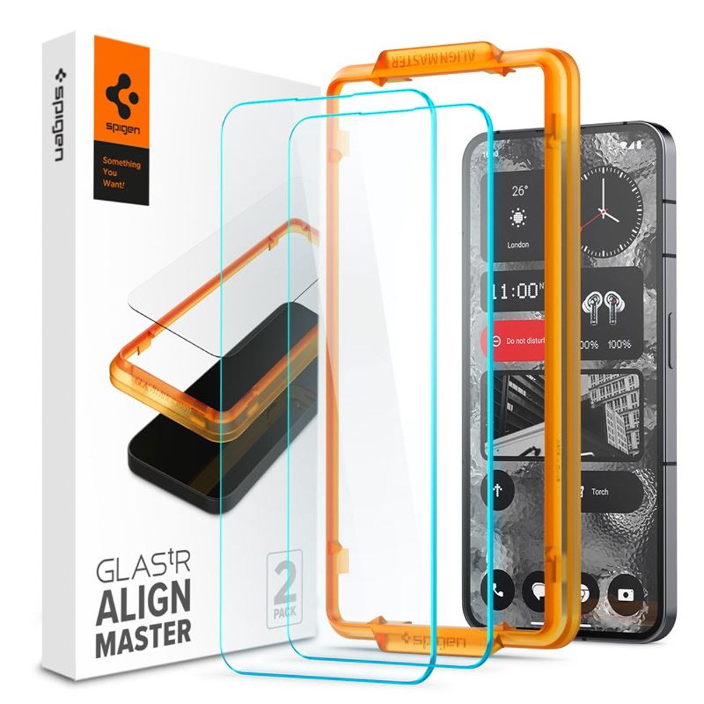 Nothing Phone (2) Spigen AlignMaster Glass tR Skærmbeskyttelse - 2 stk - Case Friendly - Gennemsigtig