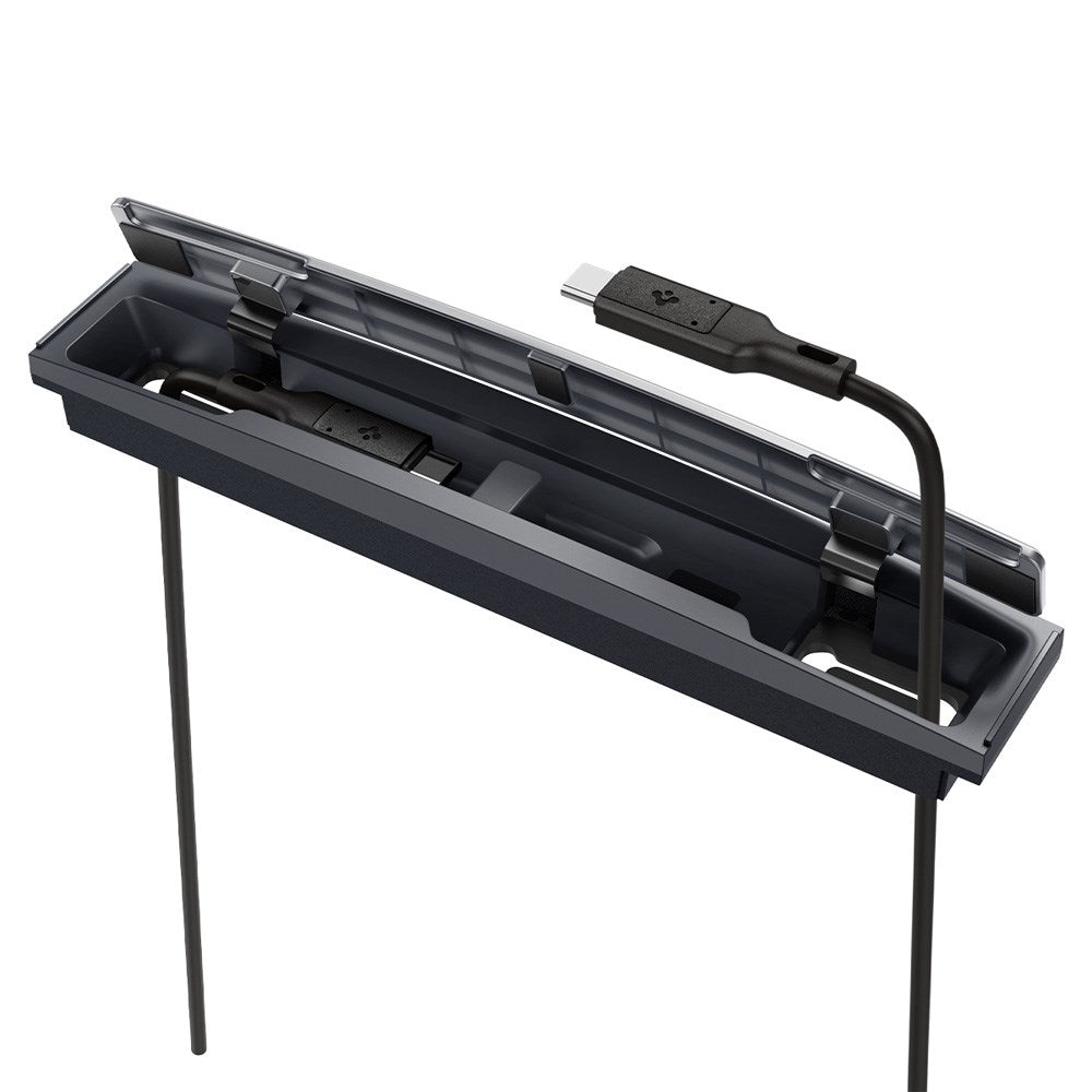 Spigen Kabelorganisator Station til Tesla Model 3 (2022-23) / Model Y (2021-24) - Mørk Sølv