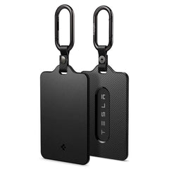 Spigen - Tesla Nøglekort Holder m. Karabinhage - 2-Pack - Sort