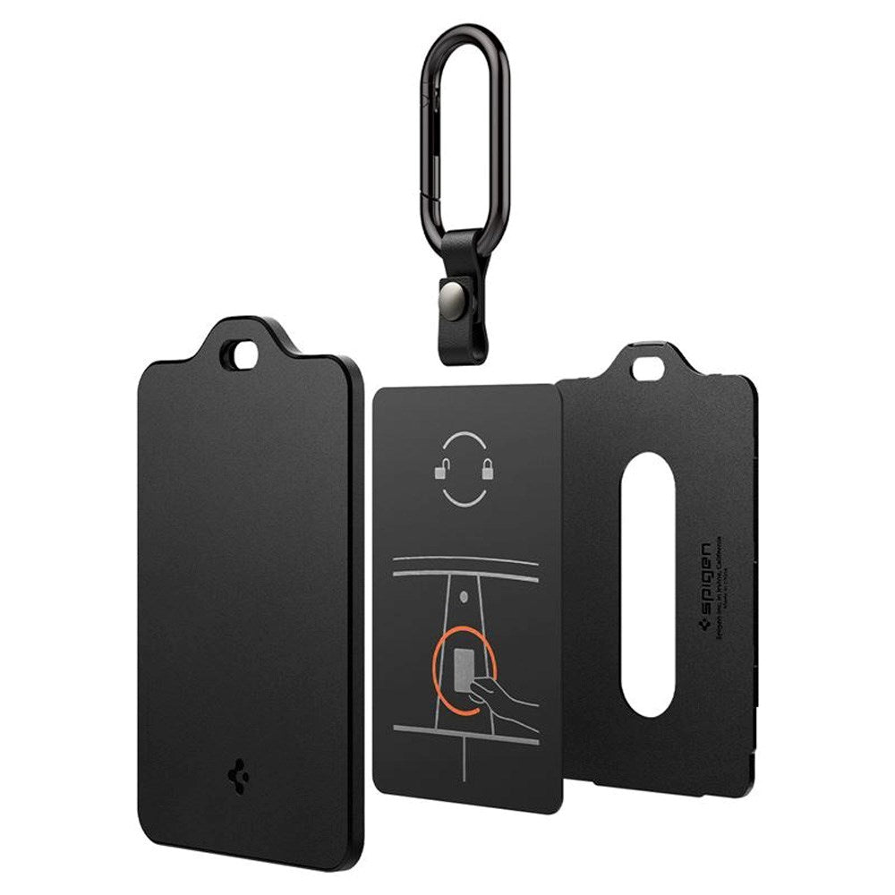 Spigen - Tesla Nøglekort Holder m. Karabinhage - 2-Pack - Sort