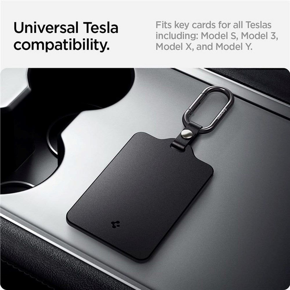 Spigen - Tesla Nøglekort Holder m. Karabinhage - 2-Pack - Sort
