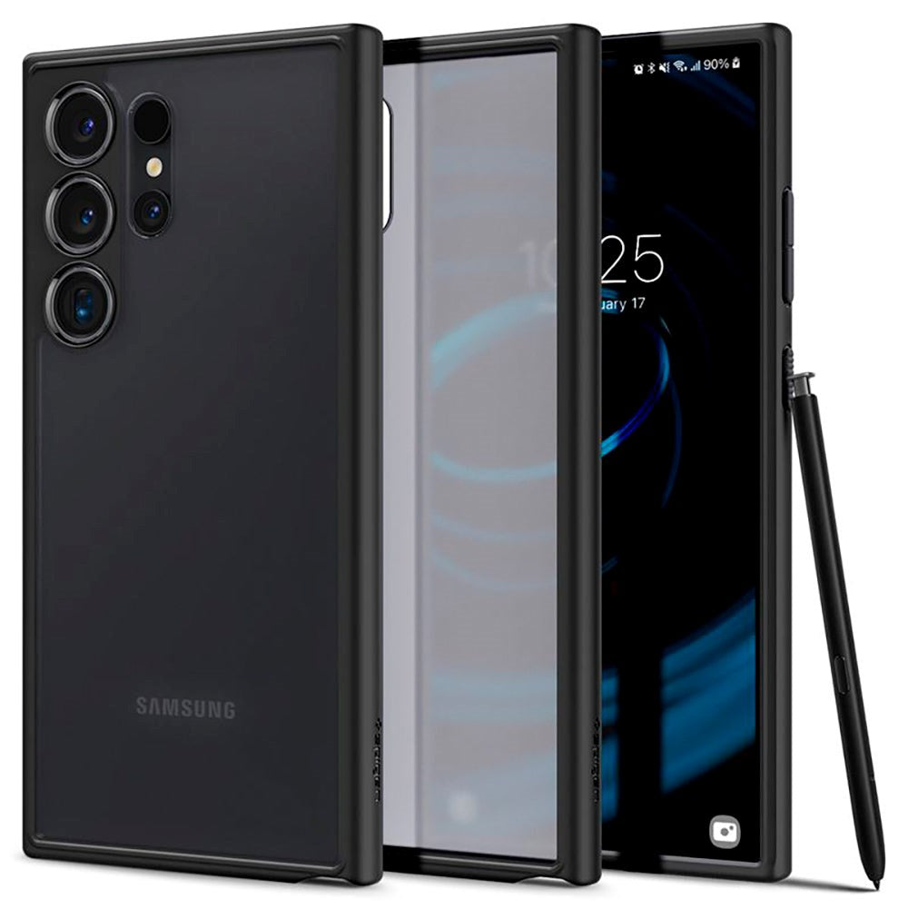 Samsung Galaxy S24 Ultra Spigen Ultra Hybrid Cover - Mat Gennemsigtig / Sort