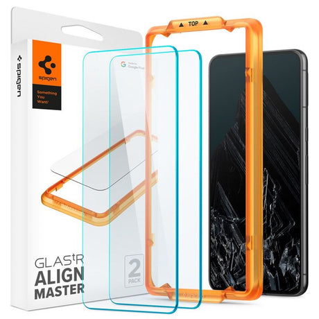Google Pixel 8 Pro Spigen AlignMaster Glass tR Skærmbeskyttelse - 2 stk - Case Friendly - Gennemsigtig
