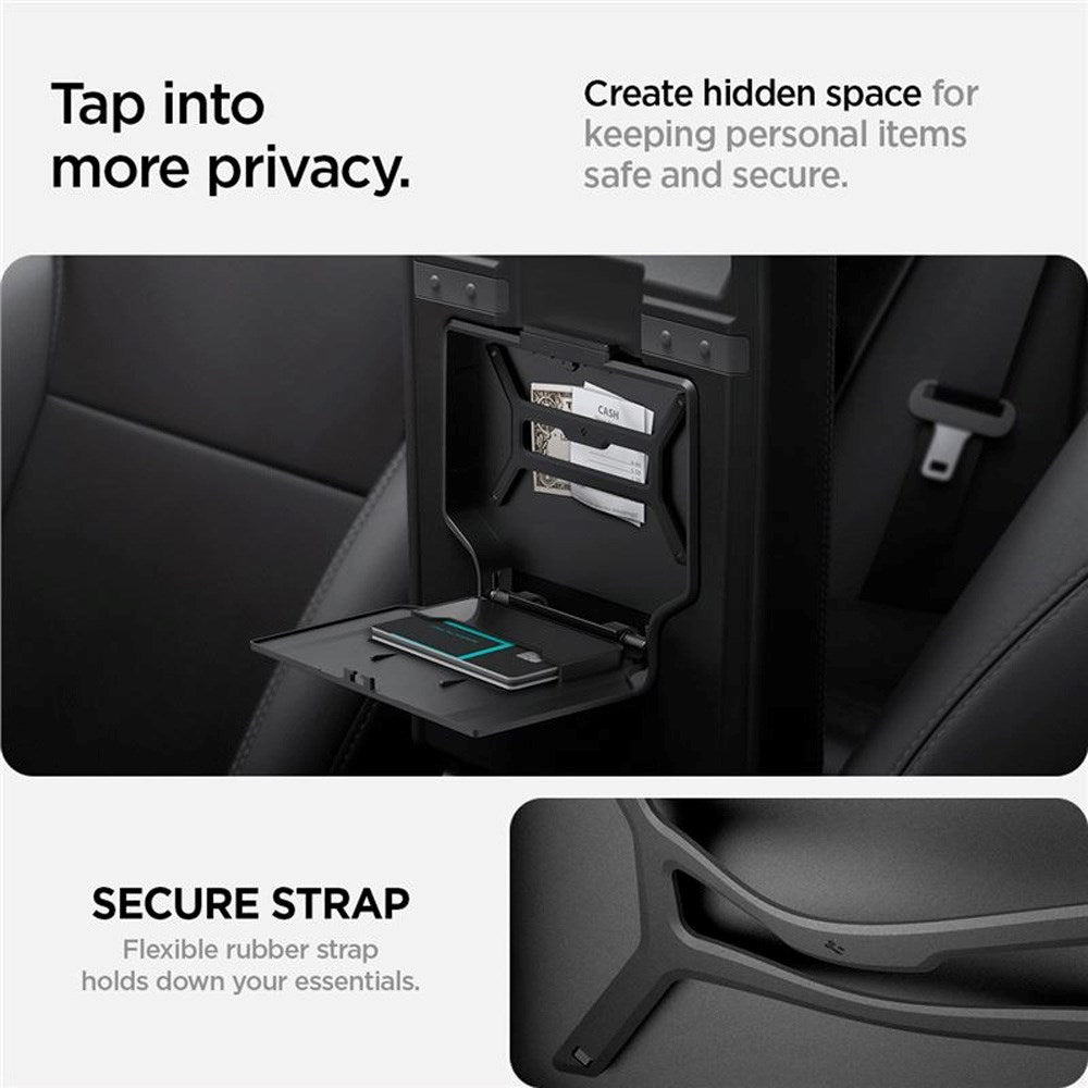 Spigen Skjult Opbevaringsboks - Center Konsol - Tesla Model 3 (2024) - Sort