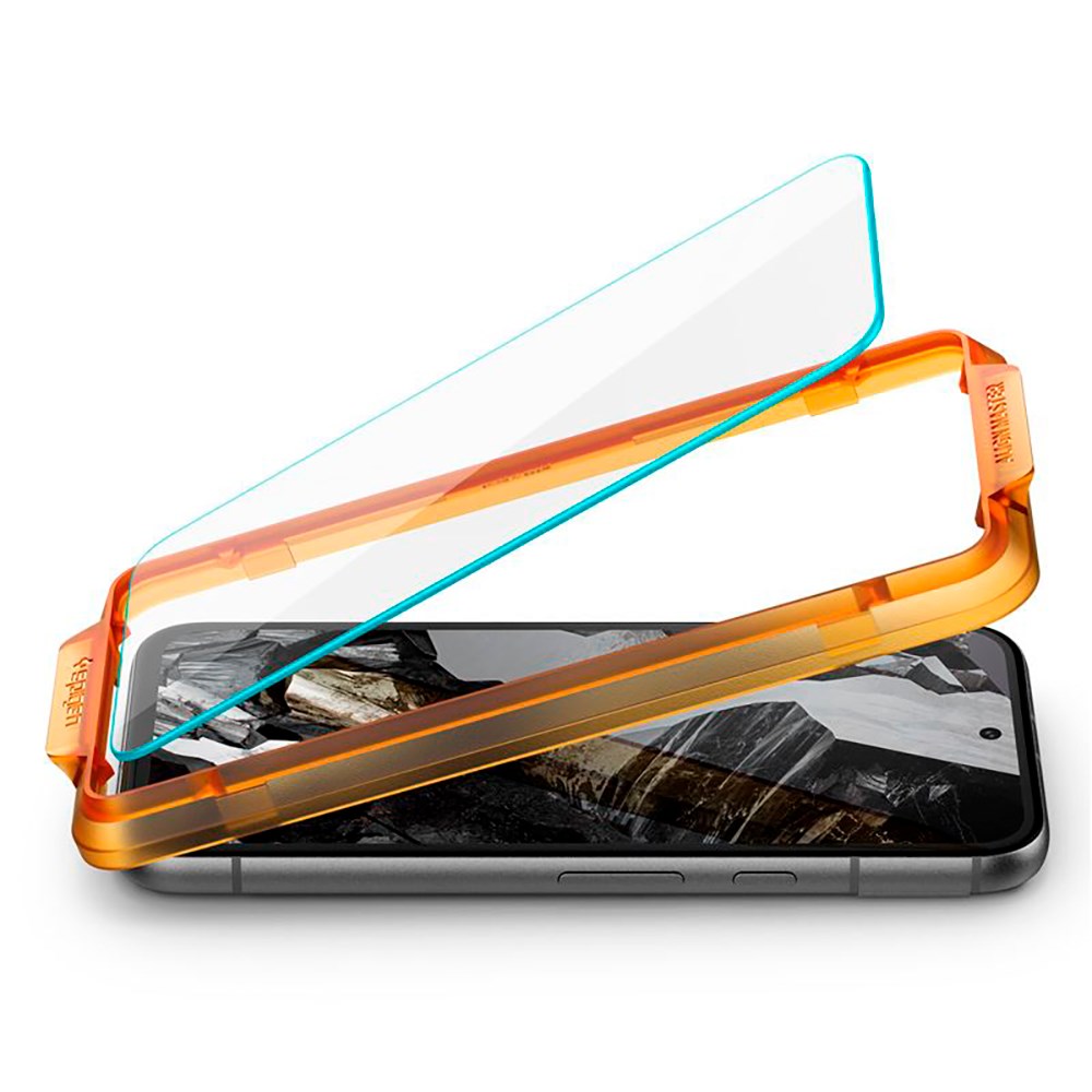 Google Pixel 8a Spigen Alignmaster Glas.tR Skærmbeskyttelse - 2 stk. - Case Friendly - Gennemsigtig