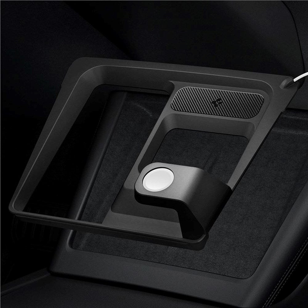 Spigen 3-i-1 Trådløs Opladningsstation til Center Konsol - Tesla Model 3 (2024) - Sort
