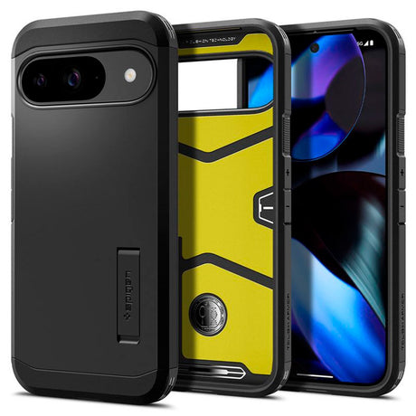 Google Pixel 9 / 9 Pro Spigen Tough Armor Cover m. Kickstand - Sort