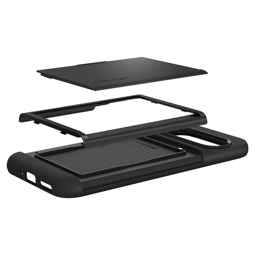 Google Pixel 9 / 9 Pro Spigen Slim Armor Cover m. Kortholder - Sort