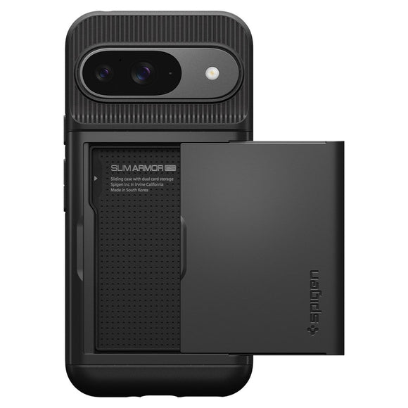 Google Pixel 9 / 9 Pro Spigen Slim Armor Cover m. Kortholder - Sort