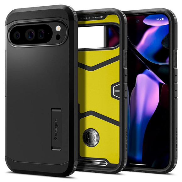 Google Pixel 9 Pro XL Spigen Tough Armor Cover m. Kickstand - Sort