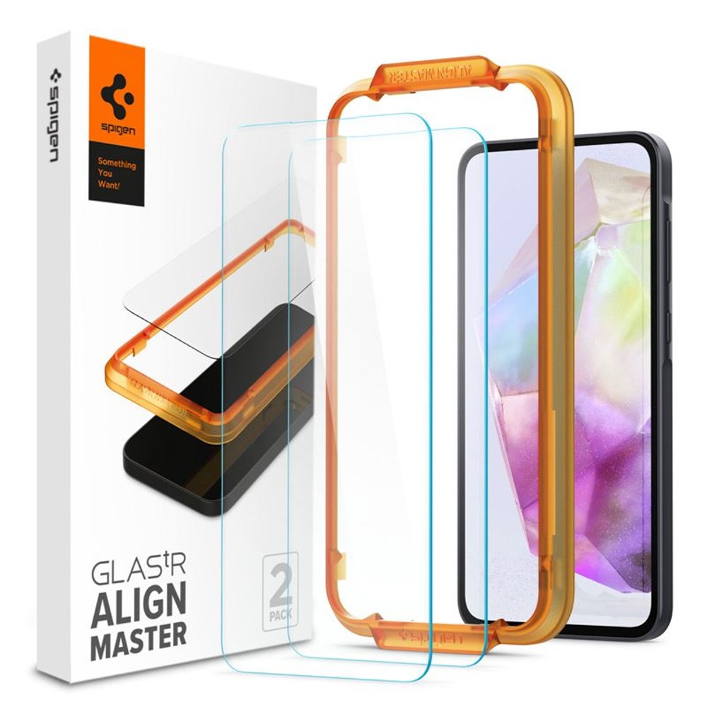 Samsung Galaxy A35 (5G) Spigen AlignMaster Glass tR Skærmbeskyttelse - 2 stk - Case Friendly - Gennemsigtig