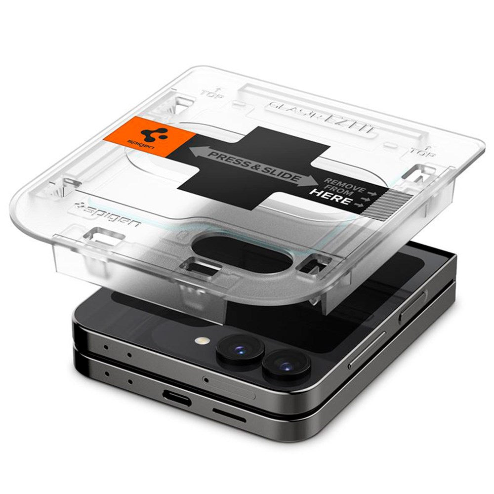 Samsung Galaxy Z Flip7 FE / Flip6 Spigen EZ Fit Glas.tR Sub Screen Skærmbeskyttelse - 2 stk. - Case Friendly - Gennemsigtig