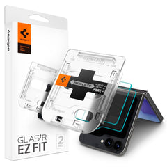 Samsung Galaxy Z Flip7 FE / Flip6 Spigen EZ Fit Glas.tR Sub Screen Skærmbeskyttelse - 2 stk. - Case Friendly - Gennemsigtig