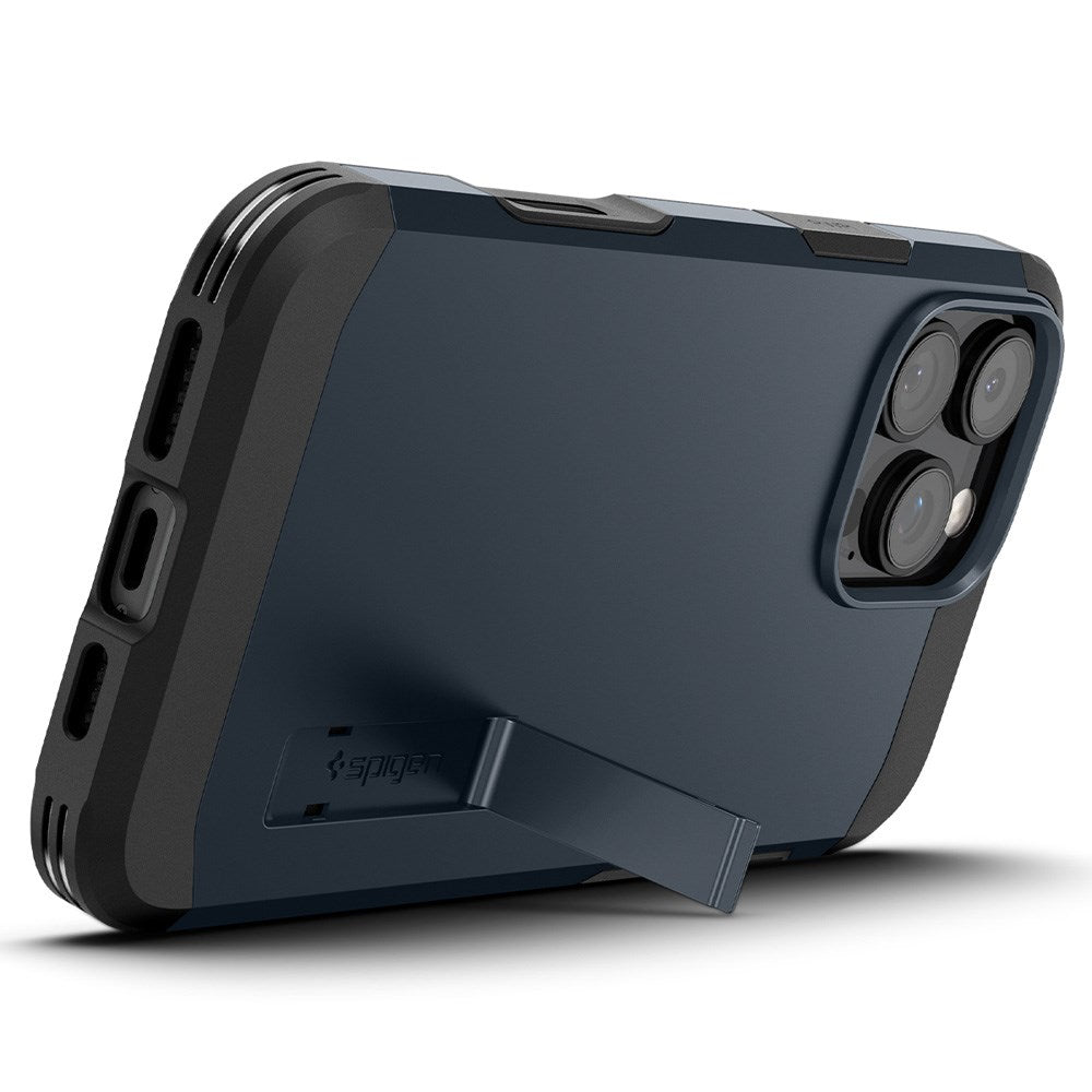 iPhone 16 Pro Max Spigen Tough Armor T Cover m. Kickstand - MagSafe Kompatibel - Blå