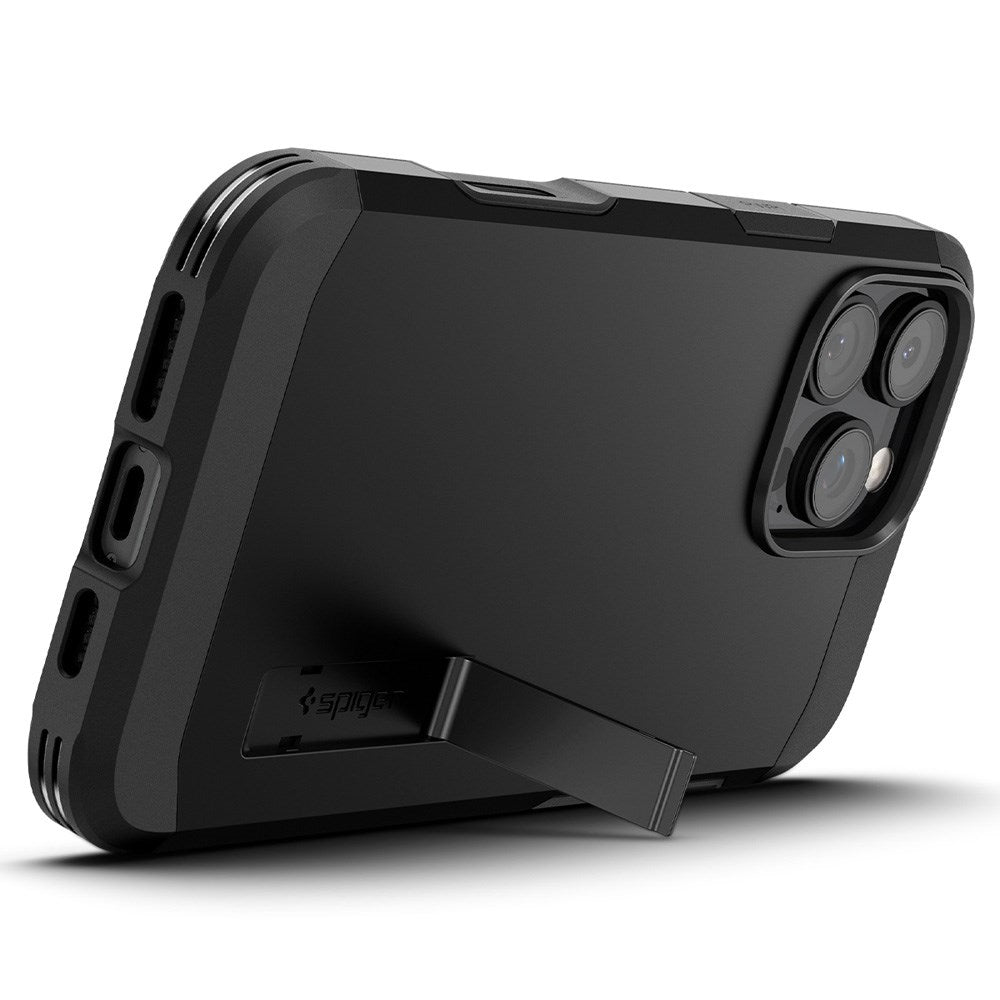iPhone 16 Pro Spigen Tough Armor T Cover m. Kickstand - MagSafe Kompatibel - Sort