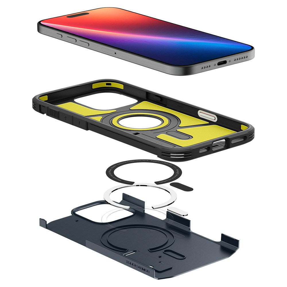 iPhone 16 Pro Spigen Tough Armor T Cover m. Kickstand - MagSafe Kompatibel - Blå