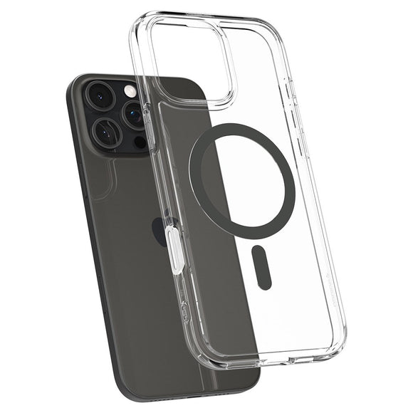 iPhone 16 Pro Spigen Ultra Hybrid T Cover - MagSafe Kompatibel - Gennemsigtig / Grå