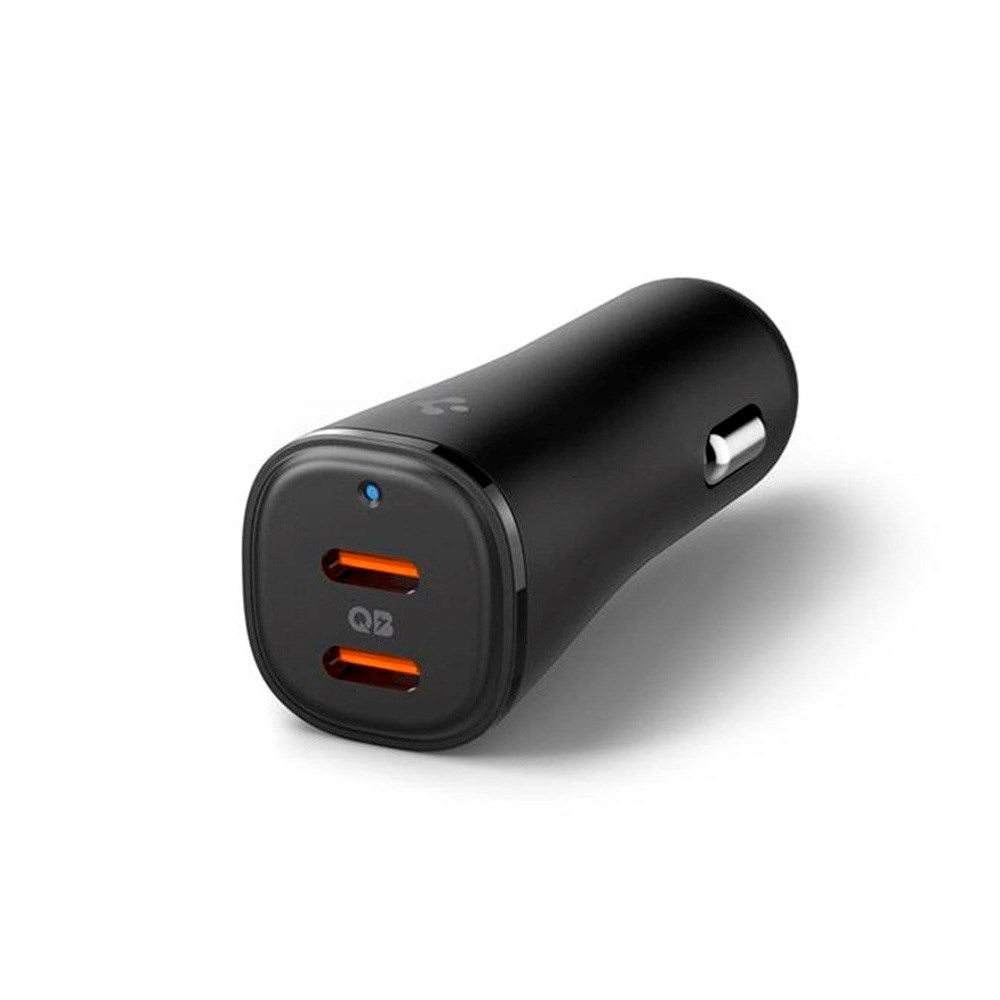 Spigen 50W Biloplader m. 2x USB-C - Sort
