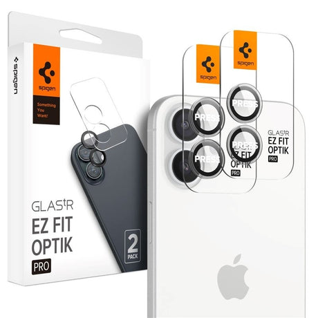 iPhone 17 / 16 / 16 Plus Spigen EZ Fit. tR Optik Pro Kameralinse Beskyttelsesglas - 2 stk. - Gennemsigtig
