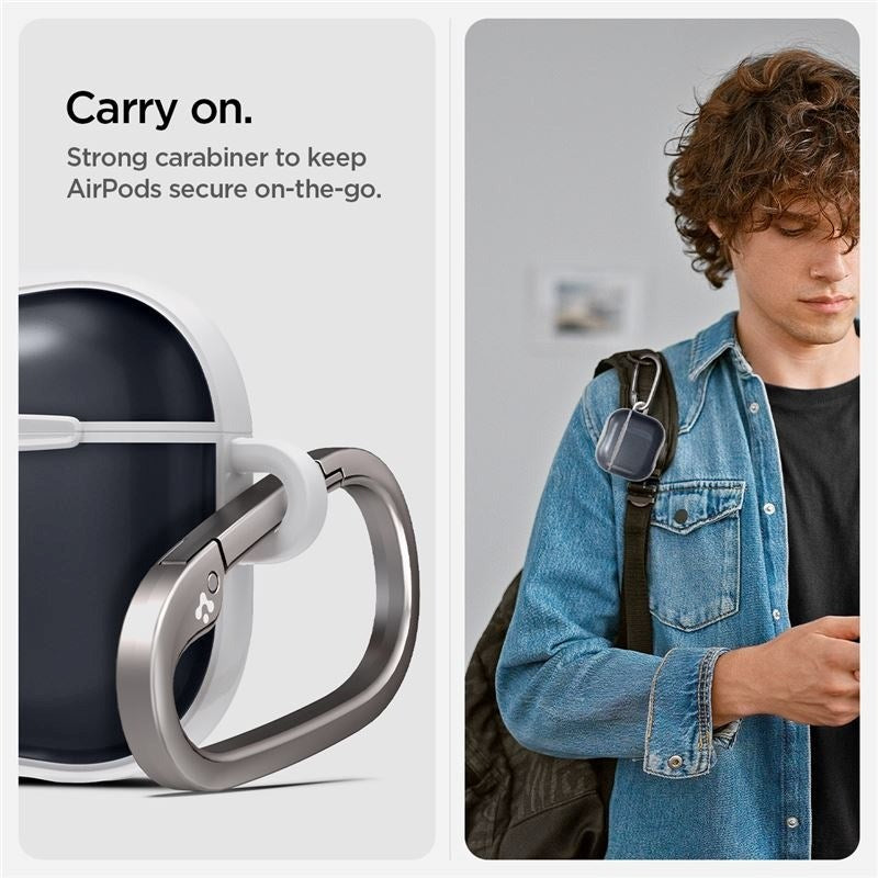Spigen Classic C1 AirPods (4. Gen.) Hybrid Cover m. Karabinhage - Sort / Hvid