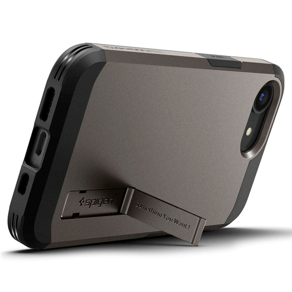 iPhone 17e / 16e Spigen Tough Armor Cover m. Kickstand - MagSafe Kompatibel - Gunmetal