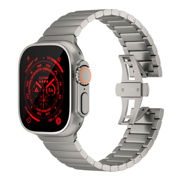 Apple Watch Ultra 1/2 (49mm) Just Mobile Titaniumlegering Rem m. DLC Belægning - Sølv
