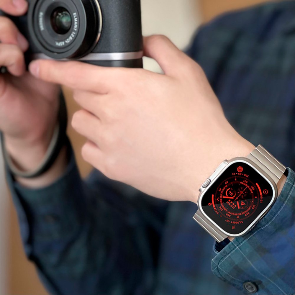 Apple Watch Ultra 1/2 (49mm) Just Mobile Titaniumlegering Rem m. DLC Belægning - Sølv