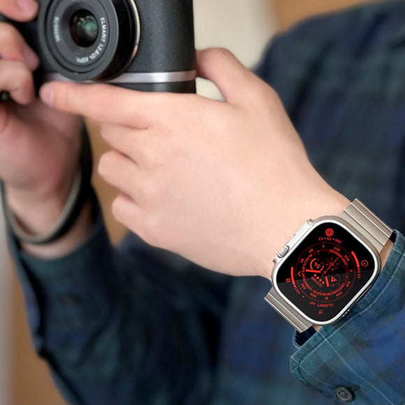 Apple Watch Ultra 1/2 (49mm) Just Mobile Titaniumlegering Rem m. DLC Belægning - Sølv