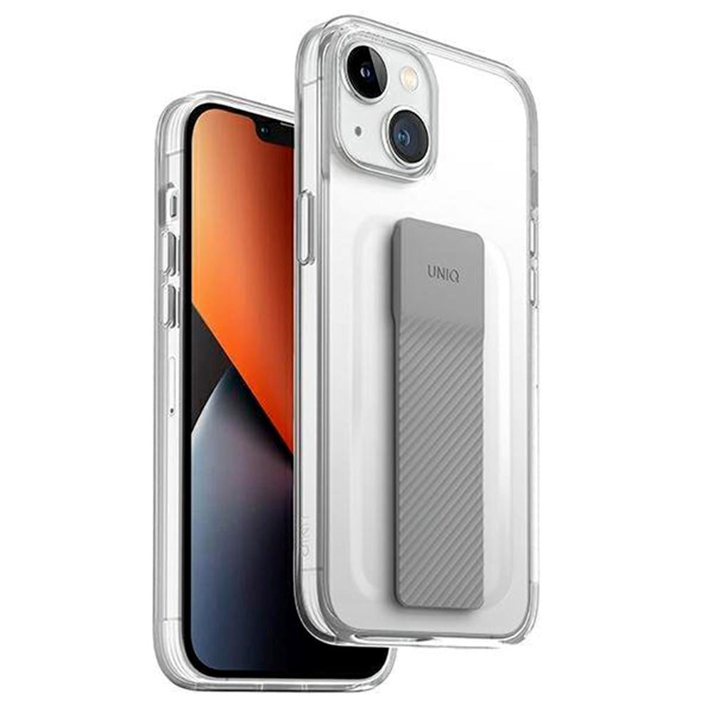 iPhone 14 Plus UNIQ Fleksibelt Bagside Cover m. Heldro Mount - Gennemsigtig