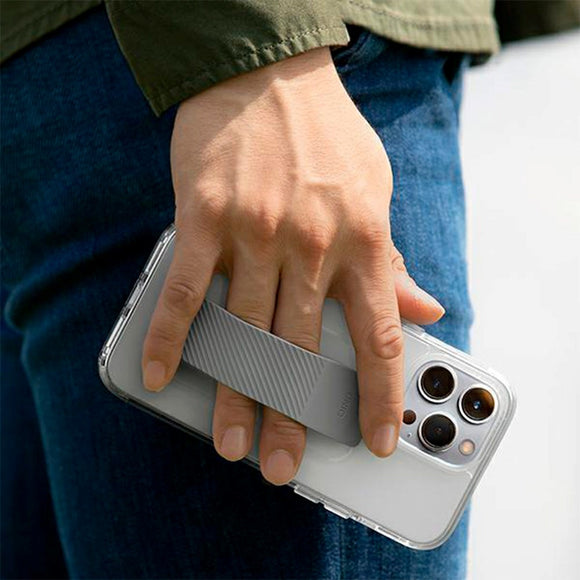 iPhone 14 Plus UNIQ Fleksibelt Bagside Cover m. Heldro Mount - Gennemsigtig