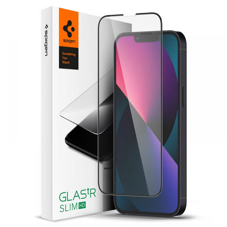 iPhone 17e / 16e / 14 / 13 / 13 Pro Spigen Glas.tr Hærdet Glas Skærmbeskyttelse - Sort Kant