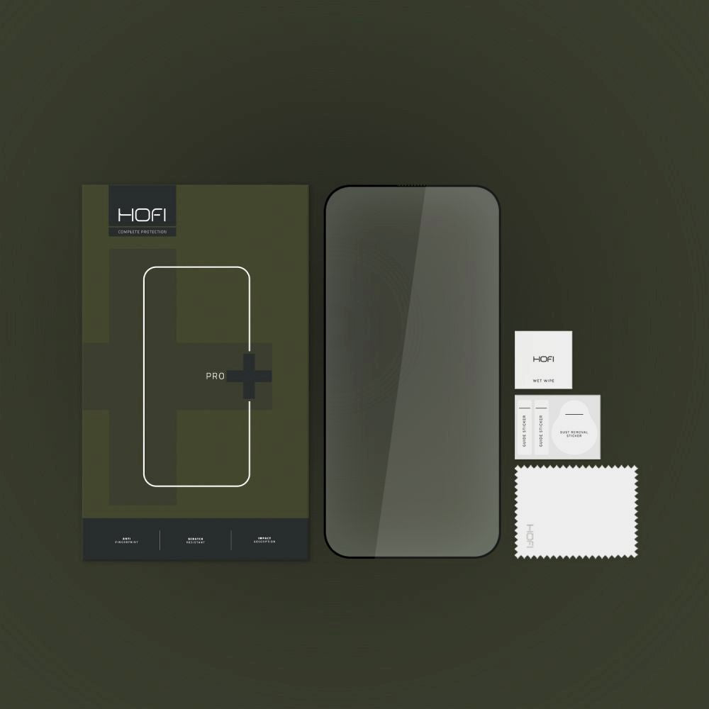 iPhone 15 Hofi Glass Pro+ Hærdet Glas Skærmbeskyttelse - Case Friendly - Sort Kant