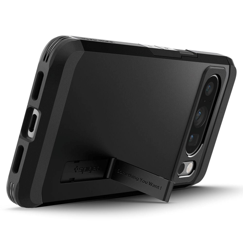 Google Pixel 8 Pro Spigen Tough Armor Cover m. Kickstand - Sort