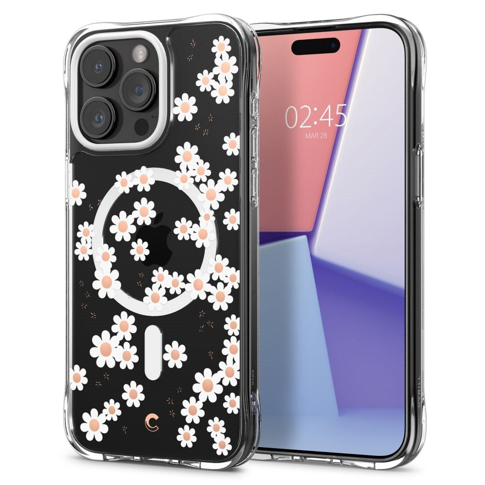 iPhone 15 Pro Max Cyrill Cecile Plastik Cover m. Strop - MagSafe Kompatibel - White Daisy