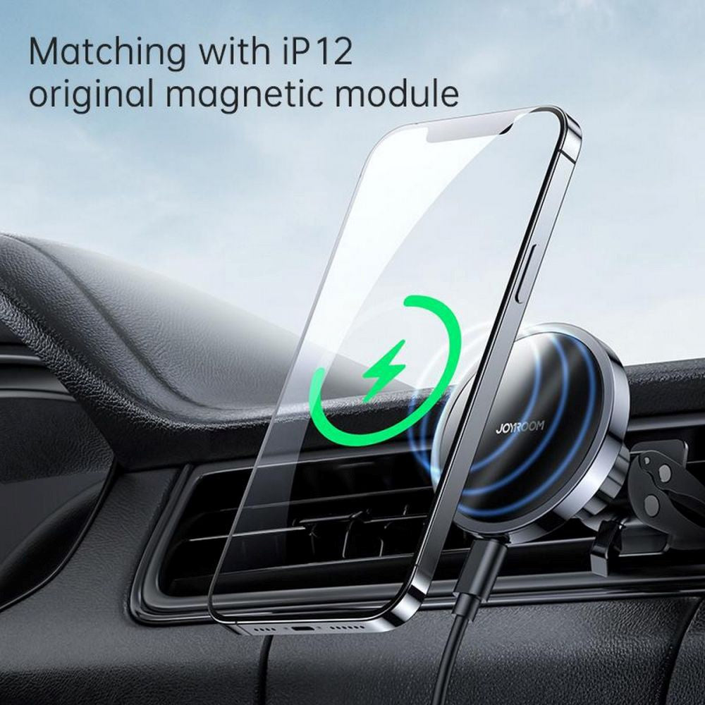 Joyroom Magnetic Wireless Bilholder m. Trådløs Oplader- MagSafe Kompatibel - Sort