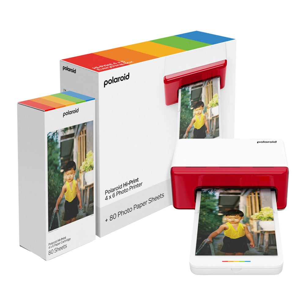 Polaroid Hi-Print Mobil Fotoprinter 4"x6" m. 80 Stk. Fotopapir - Hvid / Rød