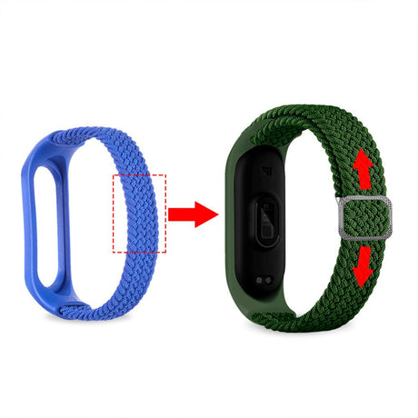 Xiaomi Mi Smart Band 5 / 6 Hurtel Urrem i Stof - Rød / Hvid