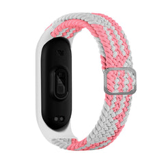 Xiaomi Mi Smart Band 5 / 6 Hurtel Urrem i Stof - Hvid / Lyserød