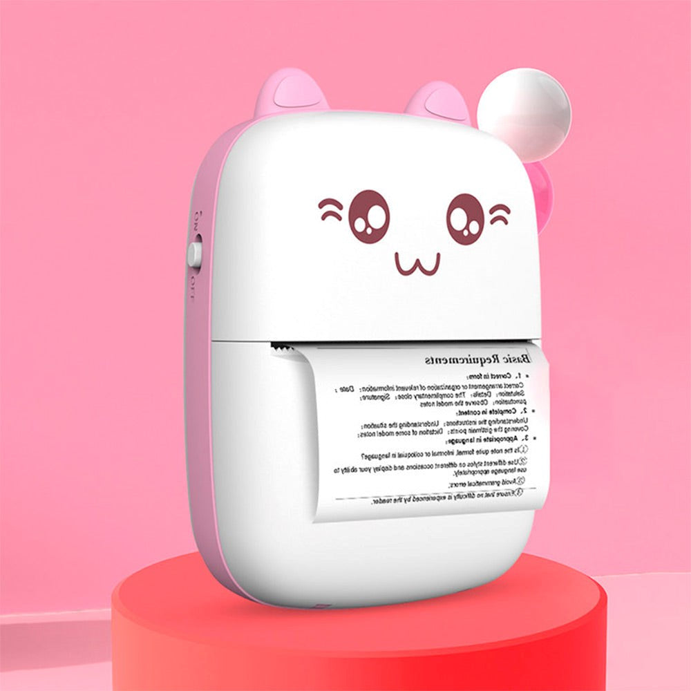 Hurtel Mini Cat Termisk Printer - Hvid / Pink
