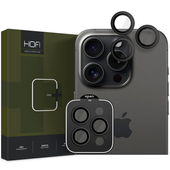 iPhone 15 Pro / 15 Pro Max HOFI Camring Pro Plus - Kameralinse Glas - Sort Kant