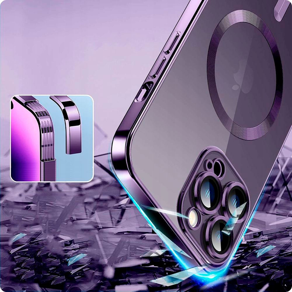 iPhone 15 Tech-Protect MagShine Cover - MagSafe Kompatibel - Gennemsigtig / Mørkeblå