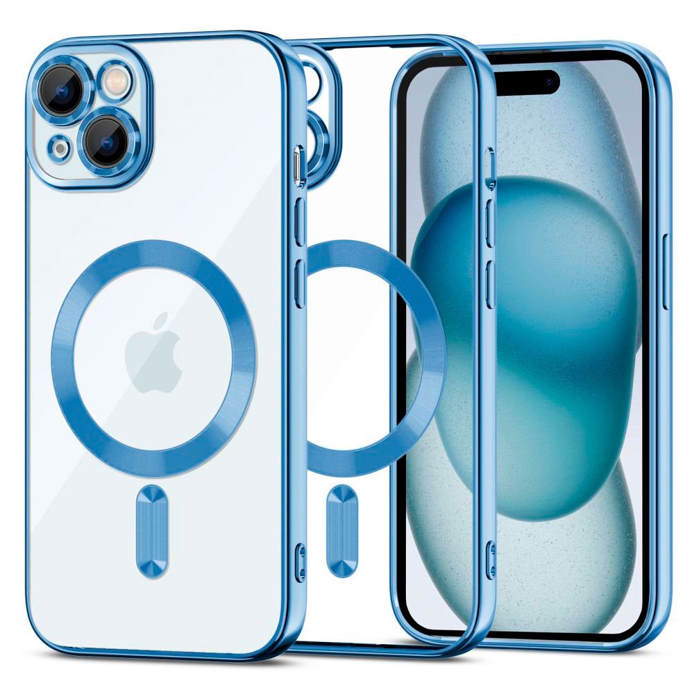 iPhone 15 Tech-Protect MagShine Cover - MagSafe Kompatibel - Gennemsigtig / Mørkeblå