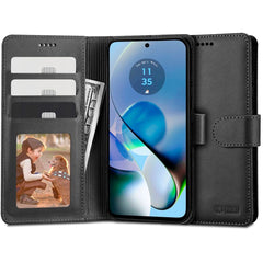Motorola Moto G54 Tech-Protect Wallet m. Pung & Ståfunktion - Sort