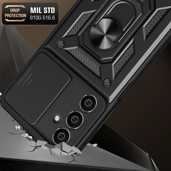 Samsung Galaxy S23 FE Tech-Protect Camshield m. Magnetisk Fingerring & Ståfunktion - Sort