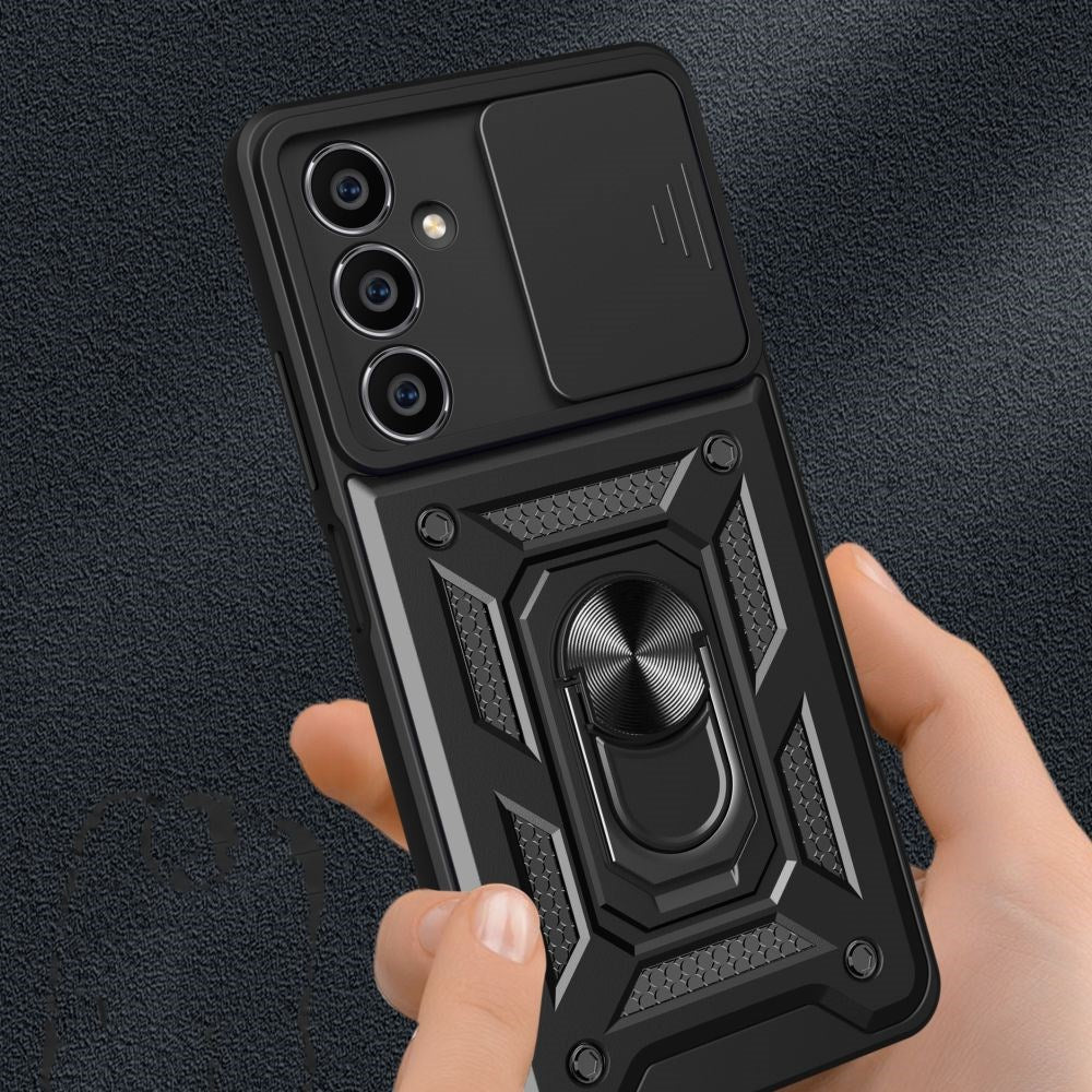Samsung Galaxy S23 FE Tech-Protect Camshield m. Magnetisk Fingerring & Ståfunktion - Sort