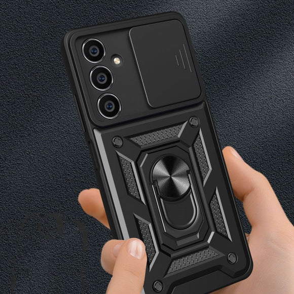 Samsung Galaxy S23 FE Tech-Protect Camshield m. Magnetisk Fingerring & Ståfunktion - Sort