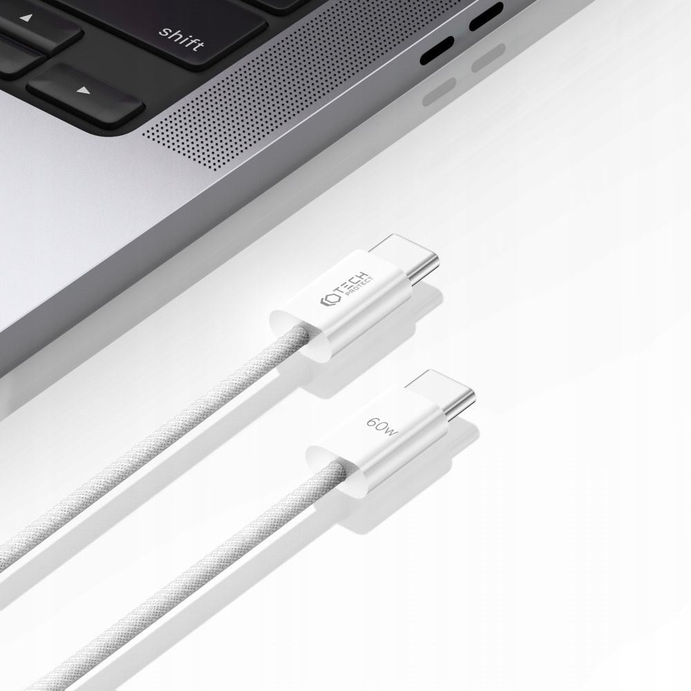 Tech-Protect Ultraboost Classic 60W/3A USB-C til USB-C Kabel 1m - Hvid
