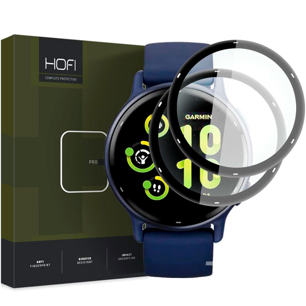 Garmin Vivoactive 5 HOFI Glass Pro+ Skærmbeskyttelse - 2-pak - Sort Kant